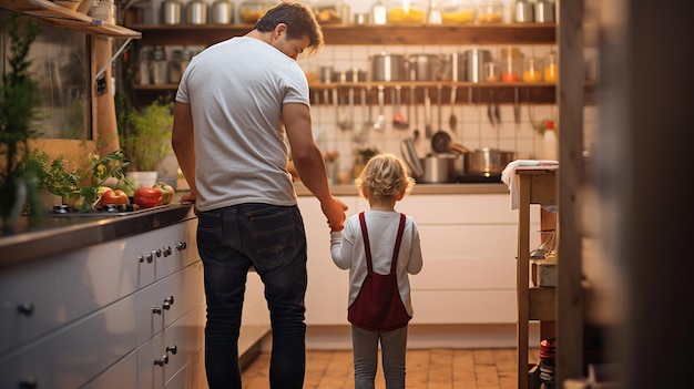 Cocinar recuerdos padre e hijo juntos en la cocina