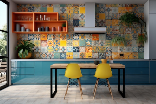 Cocinas con azulejos de colores