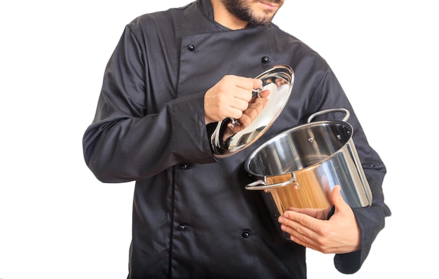 cocinero, aislado, blanco, plano de fondo