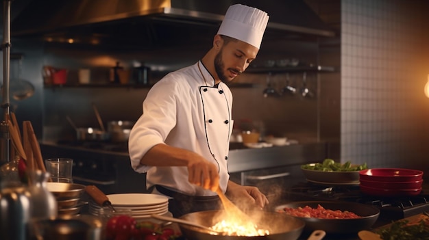 cocinero en la cocina de un hotel o restaurante IA generativa
