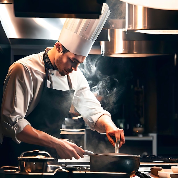 cocinero en la cocina de un hotel o restaurante