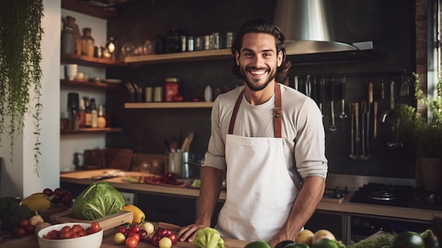 Foto el cocinero está cocinando.