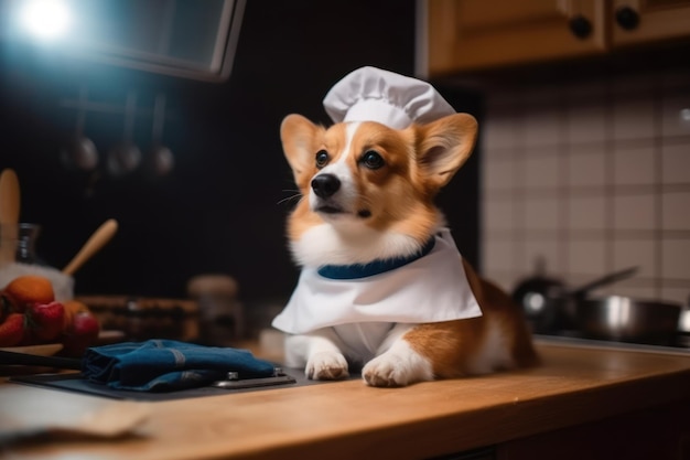 Cocinero de perros Corgi Generar Ai