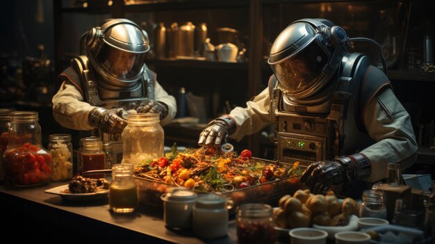 Los cocineros robot cocinan con un patrón repetitivo