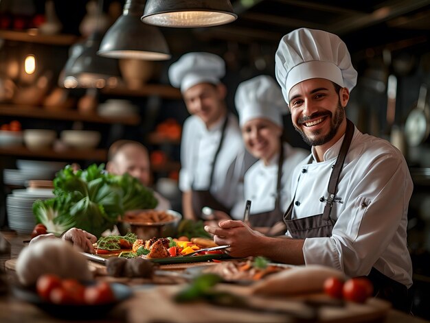 Foto cocineros uniformados cocineros alegres cocineros de la escuela cocineros blancos