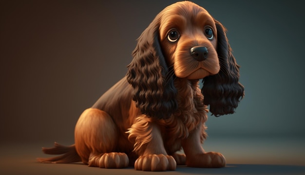 Cocker Spaniel Bonito Desenho Animado IA Generativa