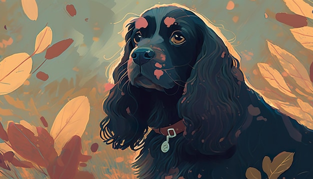 Cocker Spaniel Inglés Ilustración creativa Ai Generar