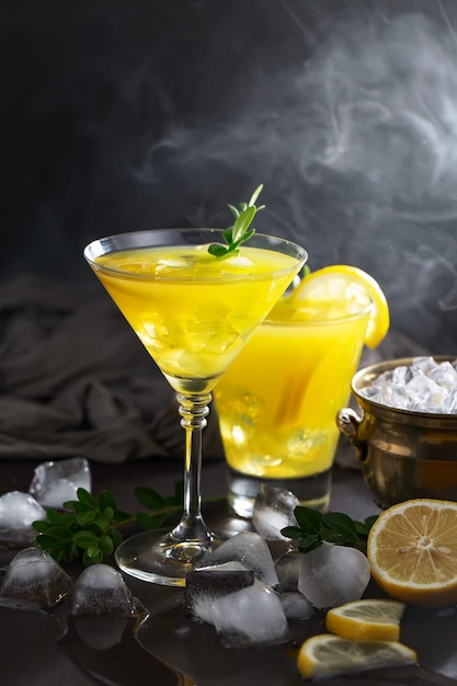 Cocktail alcoólico com frutas e gelo