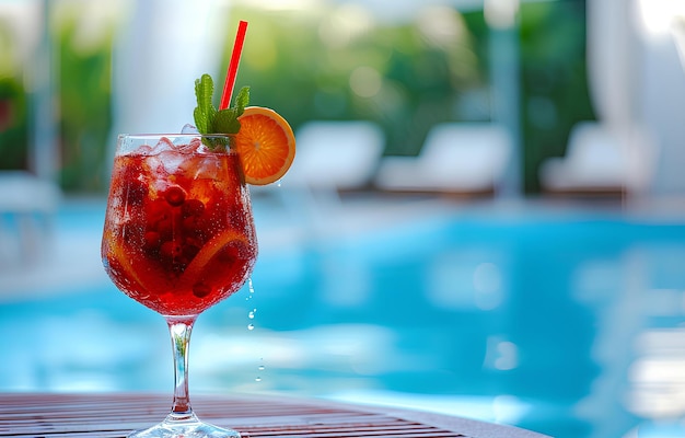 Cocktail auf einem Tisch Sangria Spritz Alkohol trinken an der p