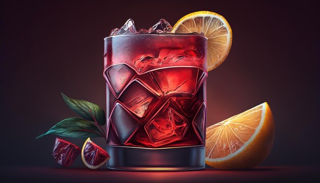 Cocktail aus rotem Likör und Zitronensaft