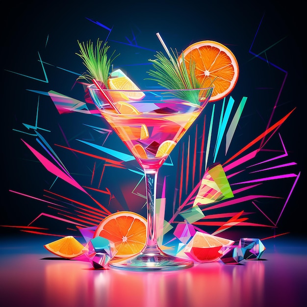 Cocktail bebida colorida percepção visual bela ilustração de fundo de papel de parede romântico