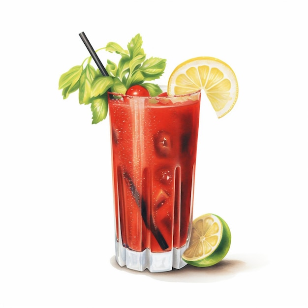 Foto cocktail bloody mary mit kirschtomaten und zellerblättern