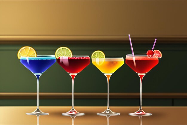 Cocktail buntes Getränk visuelle Wahrnehmung schöne romantische Tapete Hintergrundillustration
