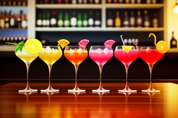 Cocktail buntes Getränk visuelle Wahrnehmung schöne romantische Tapete Hintergrundillustration