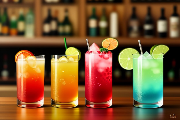 Cocktail buntes Getränk visuelle Wahrnehmung schöne romantische Tapete Hintergrundillustration