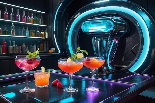 Cocktail-Erfrischung im neofuturistischen Stil