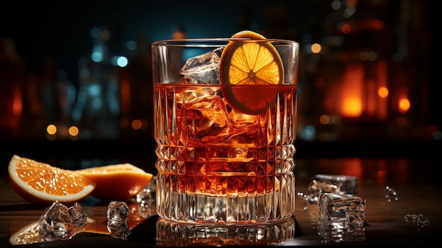 Cocktail en fondo oscuro