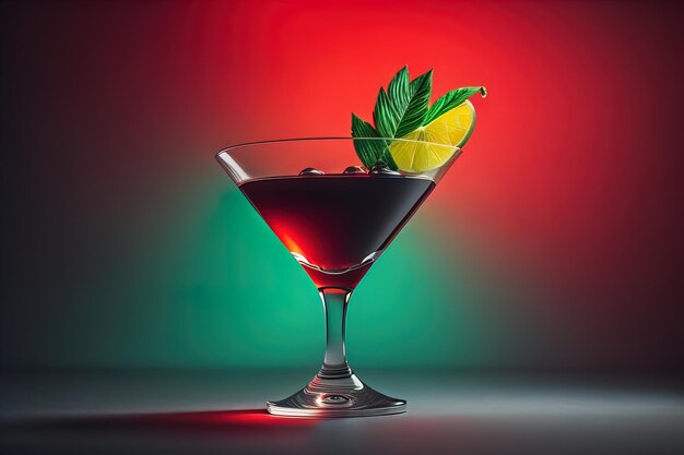 Cocktail in einem Glas auf einem farbenfrohen Hintergrund ai generativ