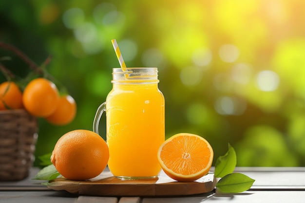 Cocktail de jugo de naranja y pomelo mezclado en un frasco de vidrio