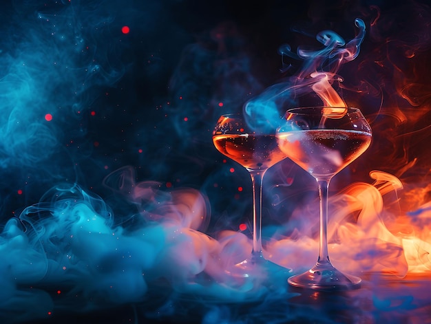 Cocktail-Party-Rauch mit anspruchsvoller und eleganter Rauch-Led-Leuchttextur Y2K-Collage-Lichtkunst