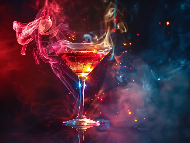 Cocktail-Party-Rauch mit anspruchsvoller und eleganter Rauch-Led-Leuchttextur Y2K-Collage-Lichtkunst