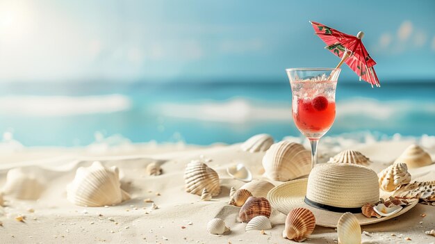 Cocktail en la playa Fondo marino con espacio para copiar