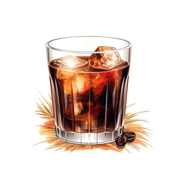 Cocktail russo preto isolado no branco como IA generativa de ilustração