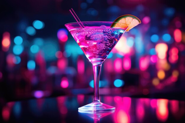 Cocktail vibrante em um clube noturno