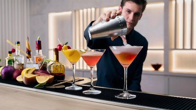 Cocktailgläser mit Shaker und Copy Sapse