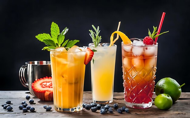 Cocktails, alkoholische Getränke mit Früchten