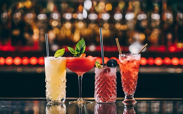 Cocktails auf einer Bar im Casino-Cocktails-Sortiment