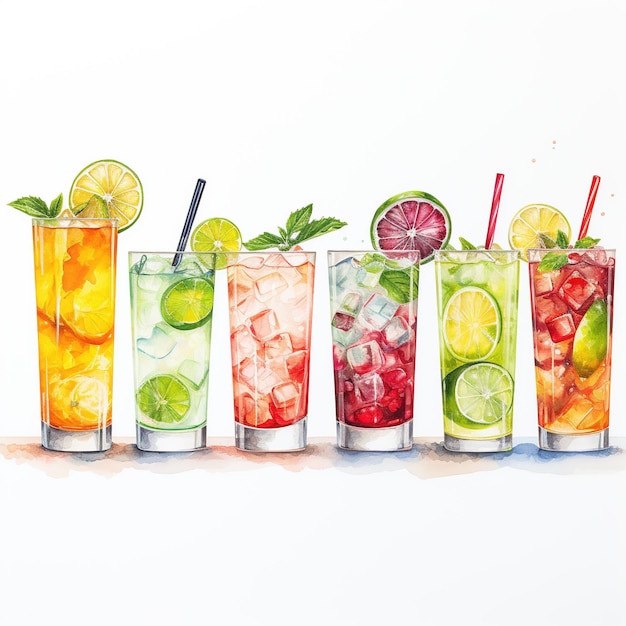 Cocktails de aquarela