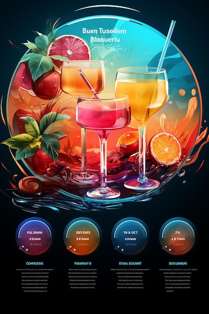 Foto cocktails de rum tropical coloridos com uma cor vibrante e tropical pal conceitos criativos ideias de design