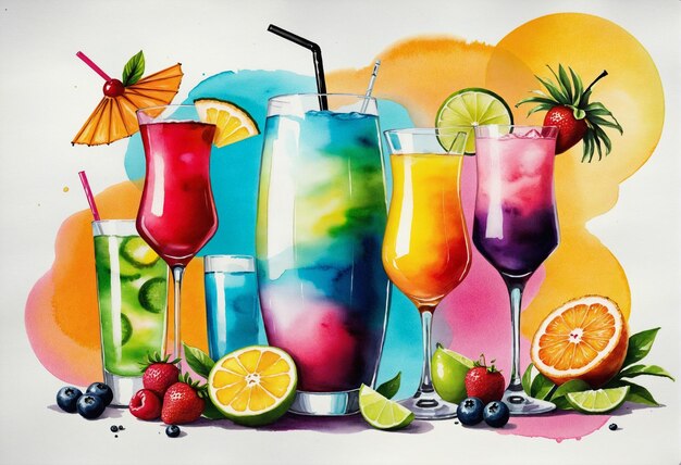 Foto cocktails tropicales una vibrante colección de verano