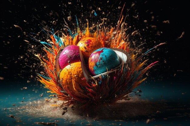 Coco abstracciones colisiones coloridas explosión