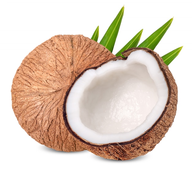 Coco aislado en blanco con trayectoria de corte