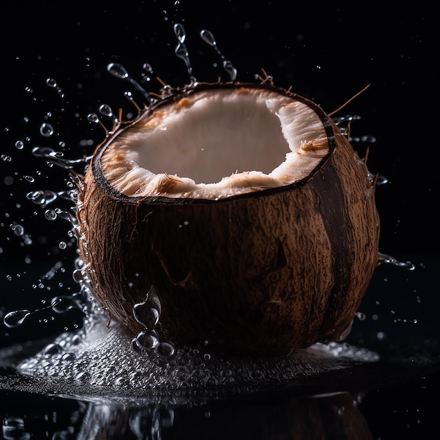 Un coco con un chorrito de agua