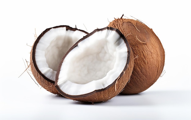 Coco fresco de fondo blanco aislado