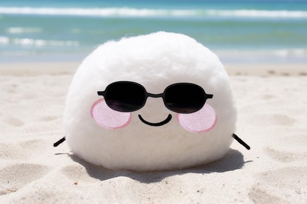Coco na areia branca da praia perto do oceano em um dia ensolarado de verão