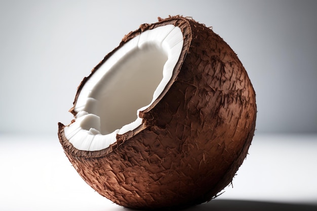 Coco con profundidad de campo completa aislado en blanco