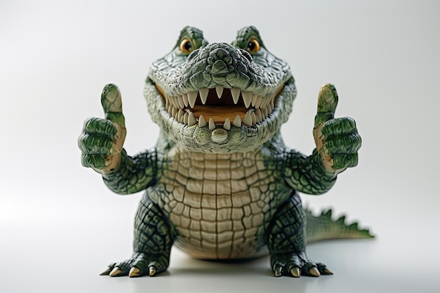 El cocodrilo de dibujos animados levantando el pulgar
