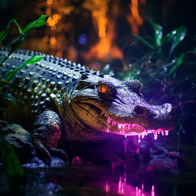 Foto un cocodrilo místico fotografiado