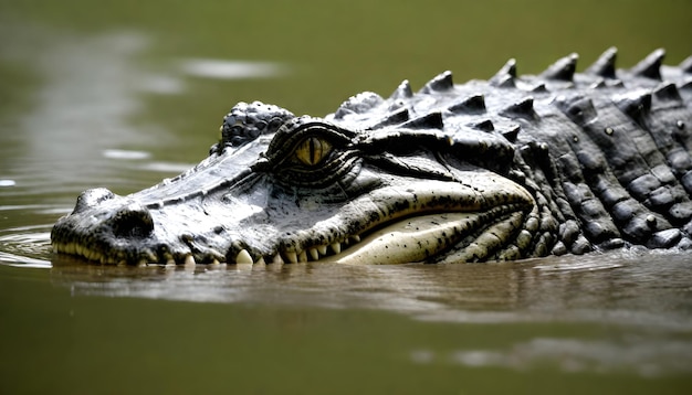 un cocodrilo con un ojo que está en el agua