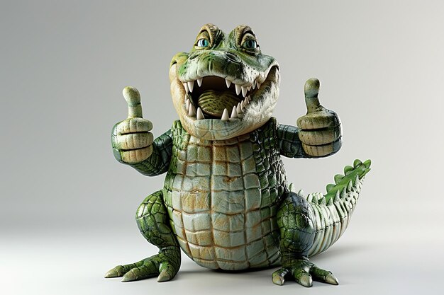 El cocodrilo sonriente levantando dos pulgares