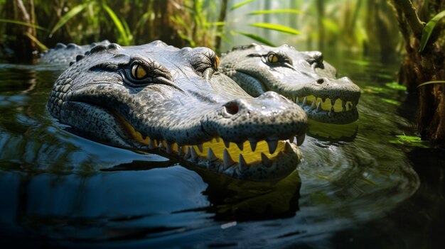 Foto los cocodrilos del agua, los everglades de florida, la imagen de la ia generativa