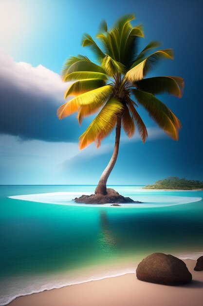 Coconut_Tree_In_The_Middle_Of_The_Sea