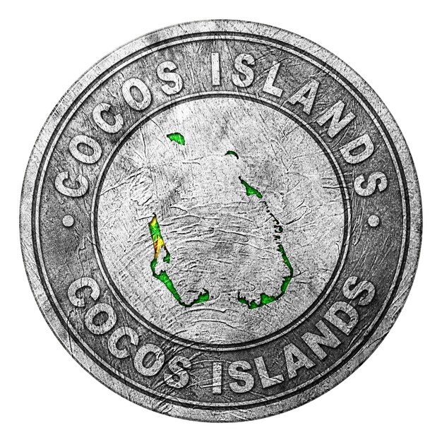 Cocos Islands Flag Button with Map