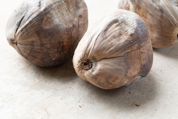 Los cocos secados del primer para hacen la leche de los cocos