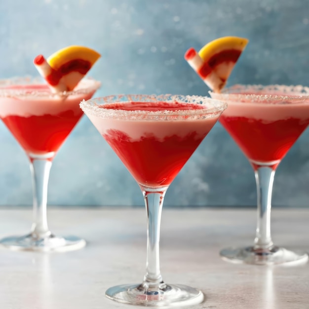 Foto un coctail colorido con capas de rojo blanco