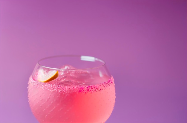 Cóctel alcohólico Bebida alcohólica rosa fresca en fondo de color IA generativa